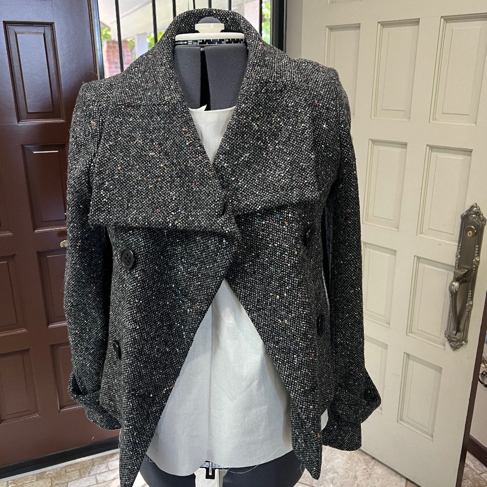 JOSEPH Grey Multi Wool flecked short trench style jacket Size 40